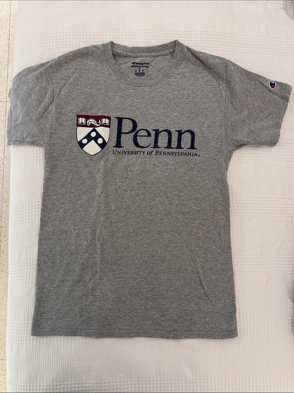 Champion Gray Penn University Logo Short Sleeve Tee